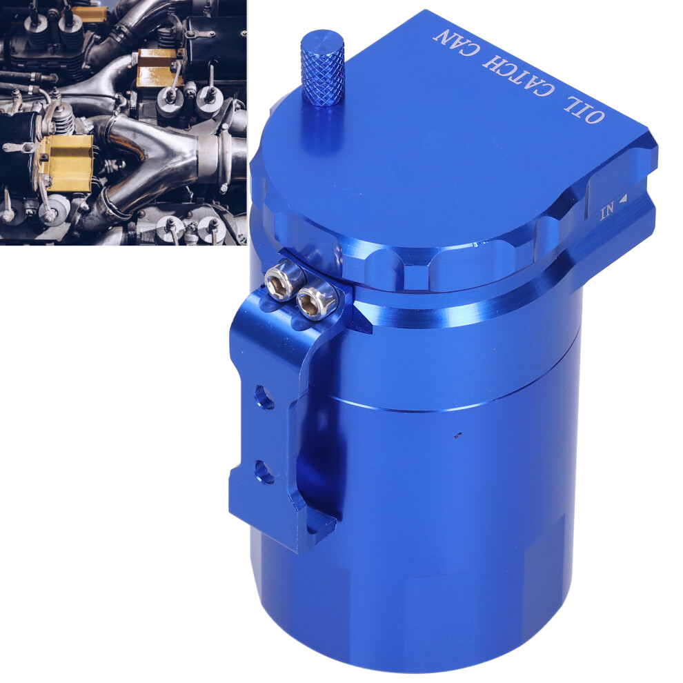 Universal Auto Oil Catch Can Breather Reservoir With Mounting Parts Aluminium Alloyblue 3651322979399