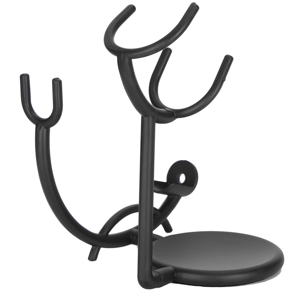 Black Curved Razor And Shaving Brush Stand Display Dry Brush Compatible Men Razor Brush Holder