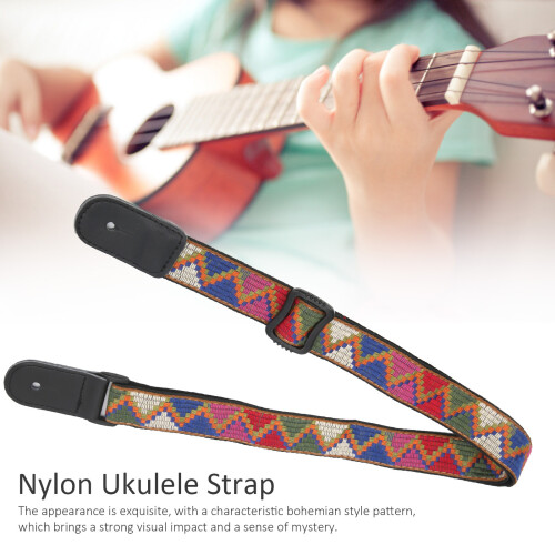 Sangle pour ukulélé Style 1 Nylon+Cuir 70-122cmx3.5cm 2