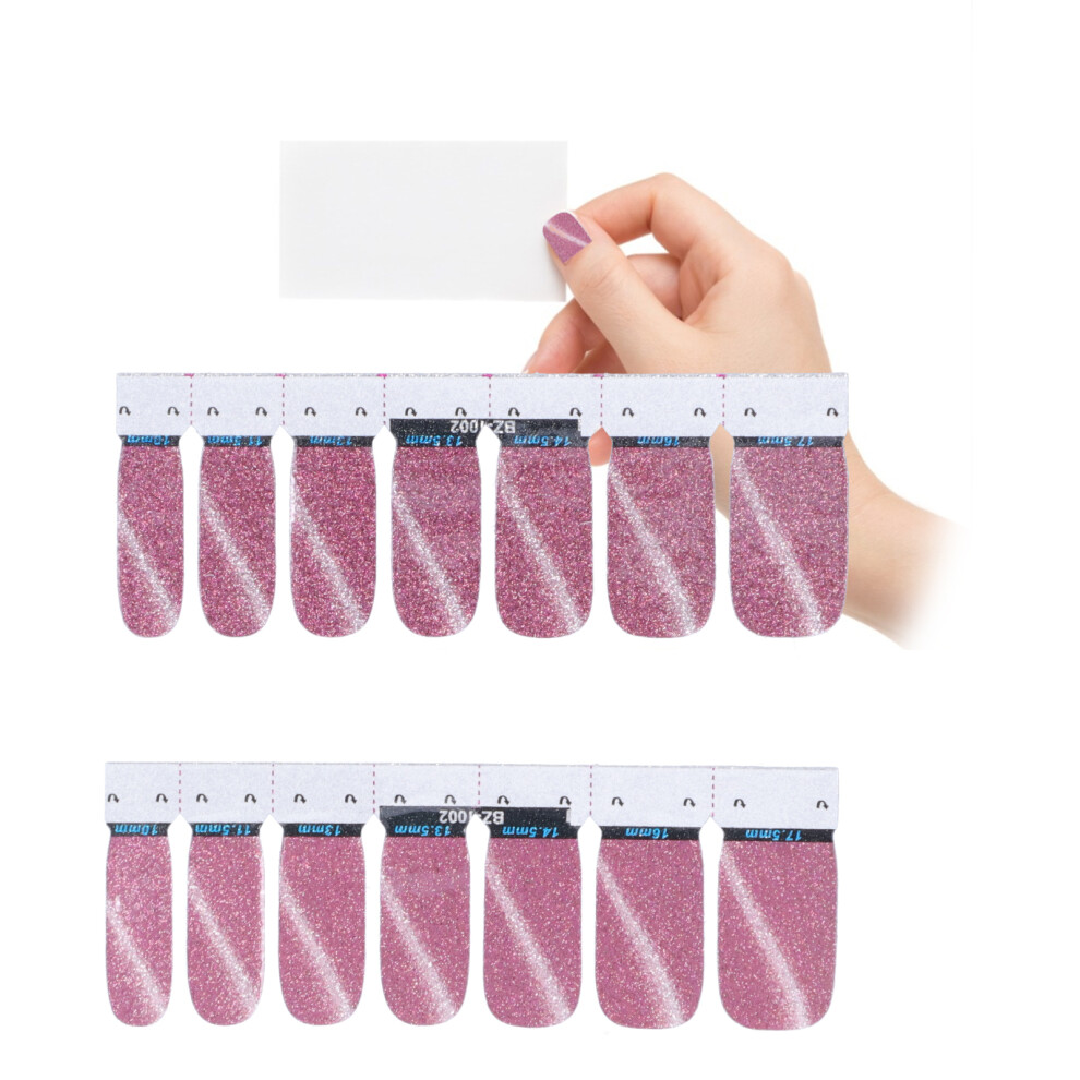 14pcs SelfAdhesive Nail Sticker DIY Glitter Fashionable Nail Polish Strip Full Wraps Decal(02 )