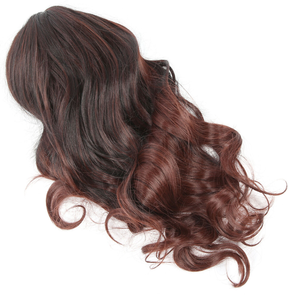 Stylish Black Brown Long Curly Wigs Women Halloween Cosplay Party Wavy Synthetic Wigs