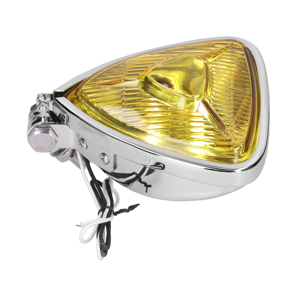 Retro Motorcycle Headlight Triangular Front Lamp Lens 12V 55W M10 Thread For Vintage Model Atv Yellow 8491322987063