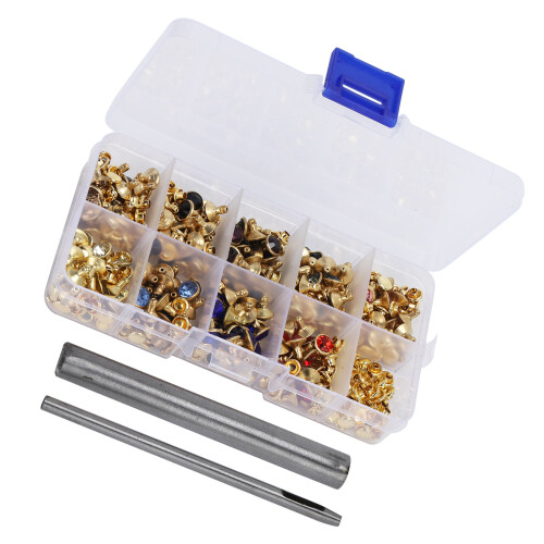 Rivets en strass, ensemble de 1 boîte, multicolore, 8 mm