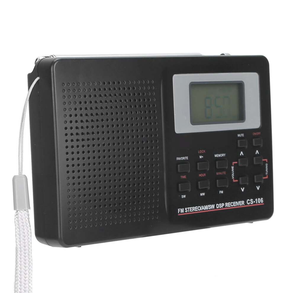 Csâ106 Full Band Radio Mini Fm/Am/Sw/Mw Receiver With Digital Clock Earphone 8191323000913