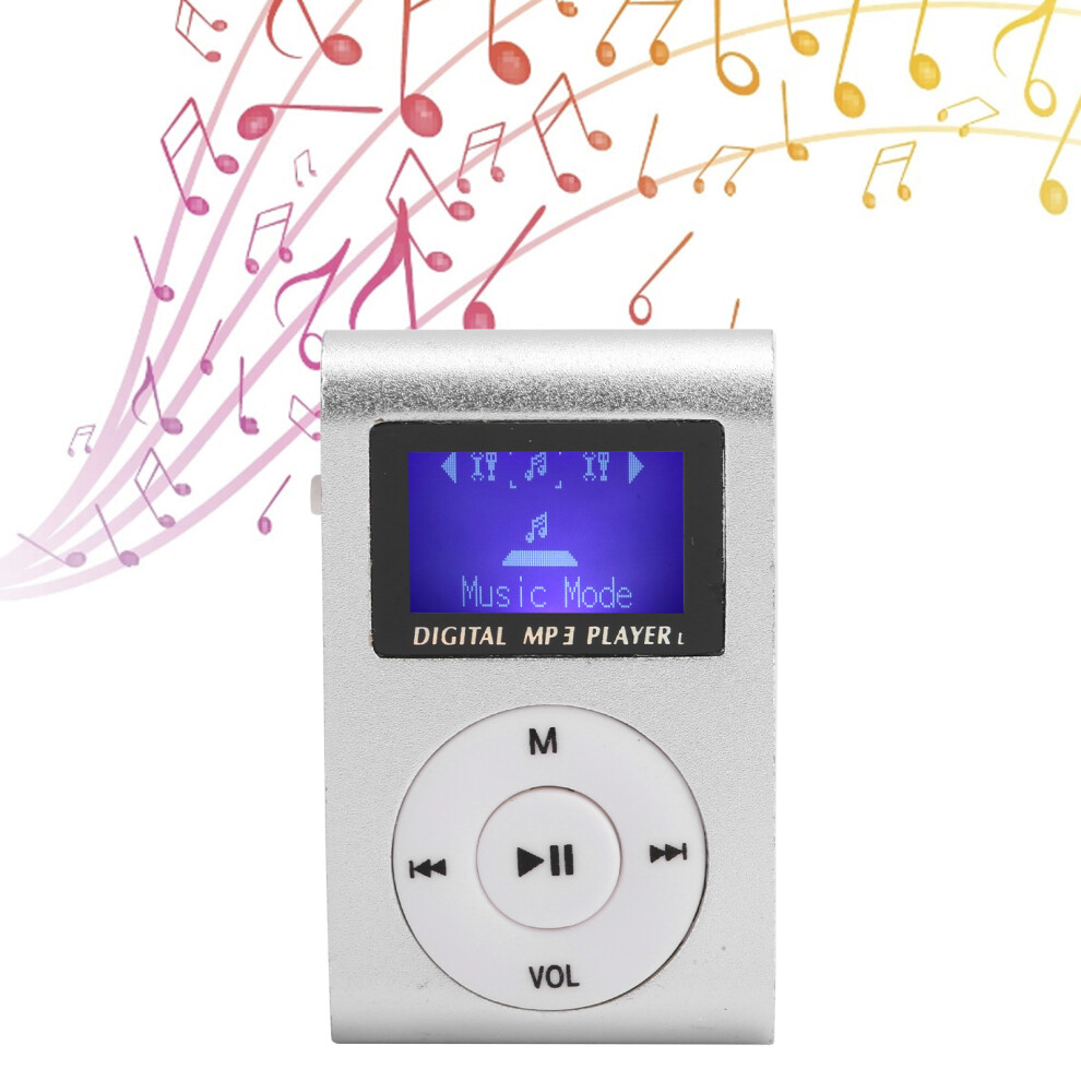 Portable Mini Mp3 Music Player Sports Backclip Lcd Screen Mp3 Support Memory Card( ) Silver 8241323001141