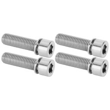 4Pcs Bike Handlebar Stem Bolts Screw Bicycle Titanium Alloy Stem Inner Hex Screws M7x25mmTitanium Color