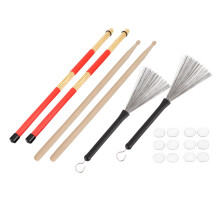 Drumstick Kit Rute Brush Damper Drum Set Musical Instrument Playing Accessories with BagM02757 Transparent