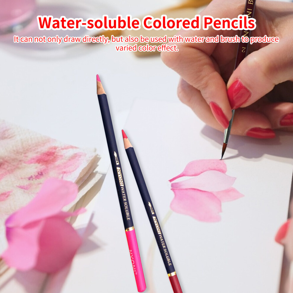 NYONI Professional Watercolor Pencils Set 12/24/36/48/72/100 Colored Pencils Water Soluble Color Pencils with Brush and Metal Box Art Suppl-image-OPC-PHW2QRT-NEW