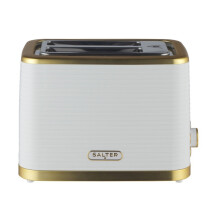 Salter Palermo 2-Slice Wide-Slot Toaster - Defrost, Reheat & Cancel, 7 Browning Levels, White/Gold, 930W