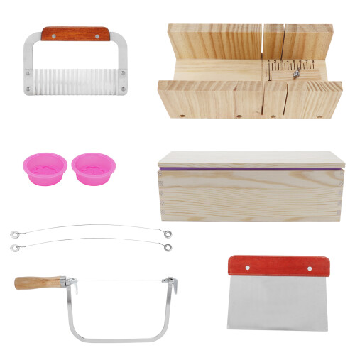 9PCS/Set 1200ml Silicone Soap Molds Kit Wood Bread Cutter DIY Soap Making Cutting Tool