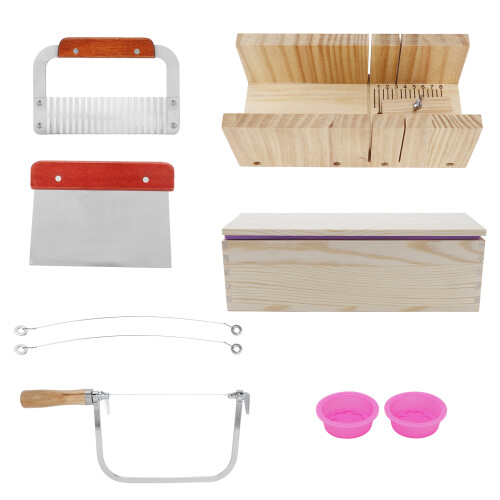 9PCS/Set 1200ml Silicone Soap Molds Kit Wood Bread Cutter DIY Soap Making Cutting Tool 1
