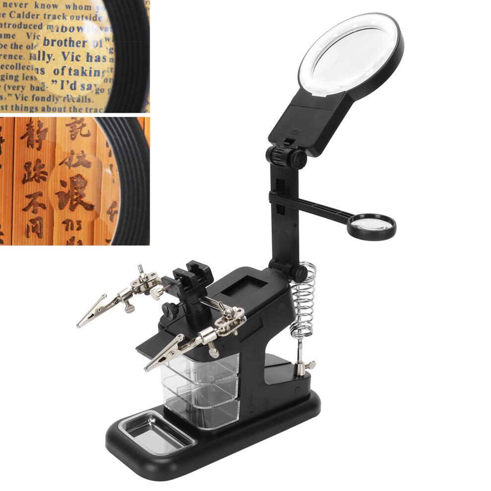 Desktop LED Hands Free Magnifying Glass for Reading Inspection Soldering RepairingBlack