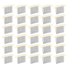 30pcs Wig Comb Clips Stainless Steel 7‑Teeth Wig Clips for Hairpiece Cap Wig AccessoriesBeige