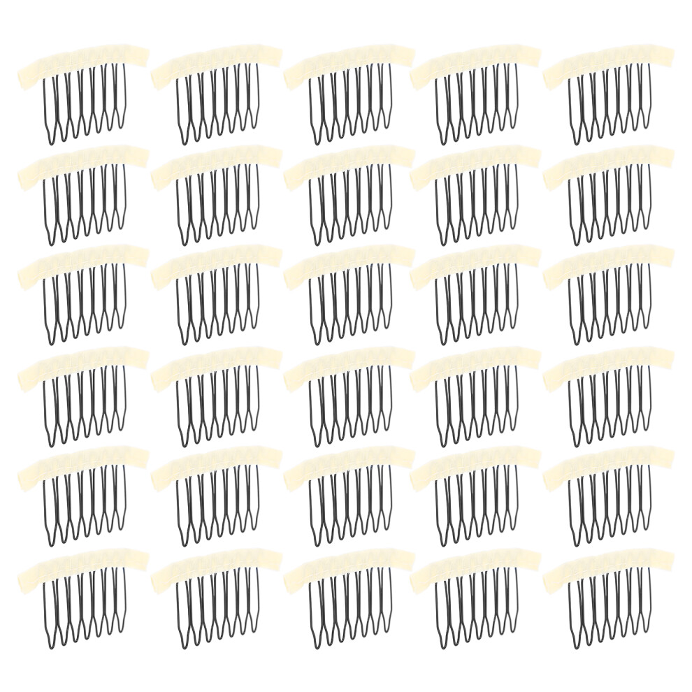 Unisex 30Pcs Wig Comb Clips Stainless Steel 7ÂTeeth Wig Clips For Hairpiece Cap Wig Accessoriesbeige