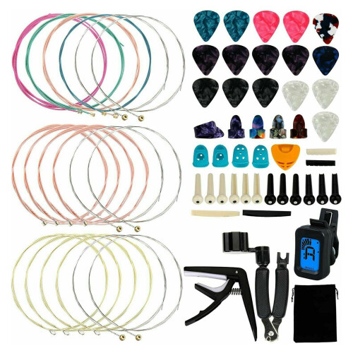 65Pcs Guitar Tool Changing Accessories Kit Guitar String Picks Winder Tuner Kit 2