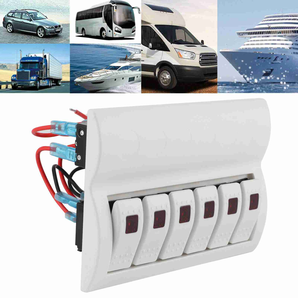 6 Gang Rocker Switch Panel Circuit Breaker With Led Indicator For Marine Boat Yacht Car Rv 5061323028374