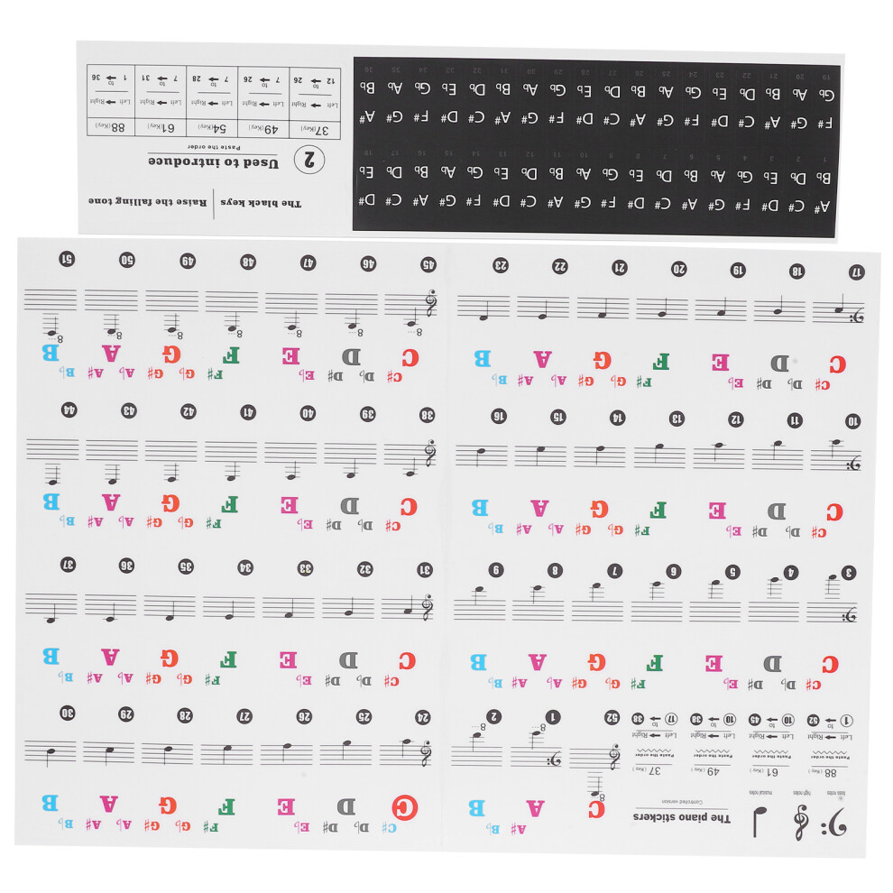 Piano Key Sticker Electronic Organ Universal Keys Transparent Notation Paster Decorationcolorful 7901323029606