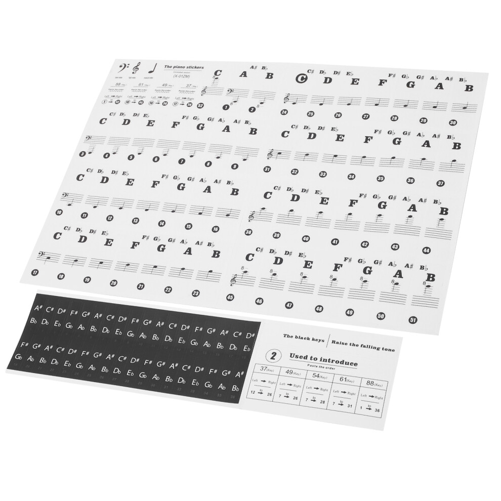 Piano Key Sticker Electronic Organ Universal Keys Transparent Notation Paster Decorationblack 4661323029596