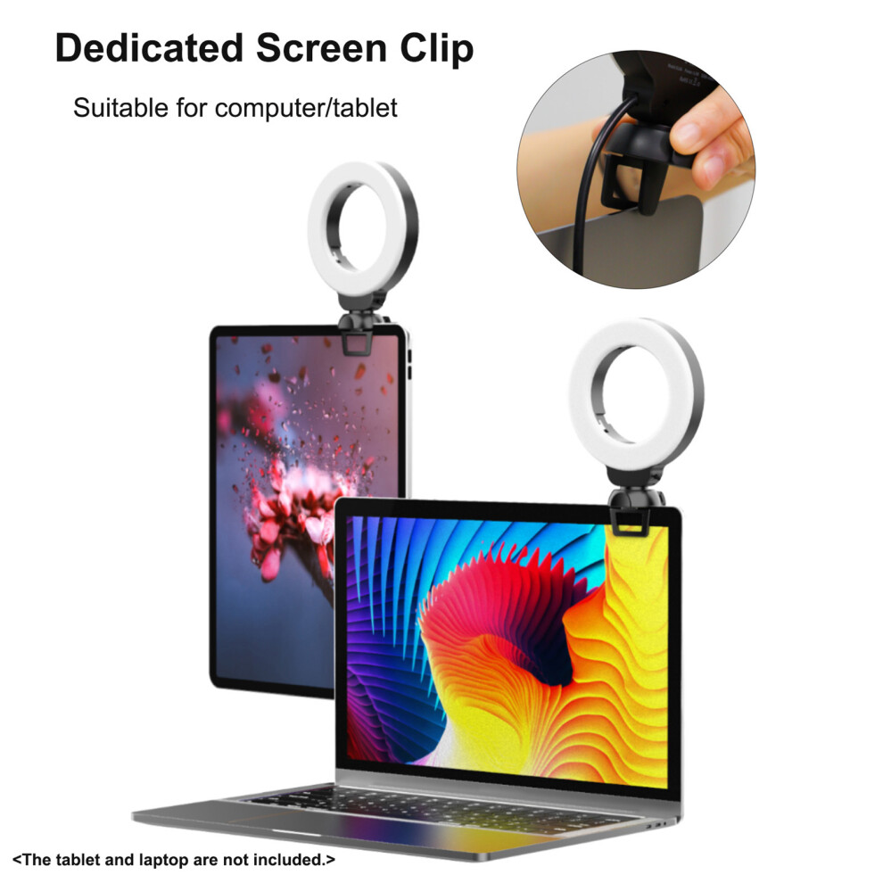 Mini 4 Inch Led Ring Clip-On Laptop Video Conference Ing 3 Ing Modes 3200K-6500K Dimmable Usb Powered For Live Streaming On Light 5001323032919