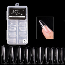 100PCS Fake Nails Tips Clear Acrylic Nail Tips Full Cover Half Cover False Nail Artificial Nails Coffin Shaped Ballerina Nails Tips for Nai