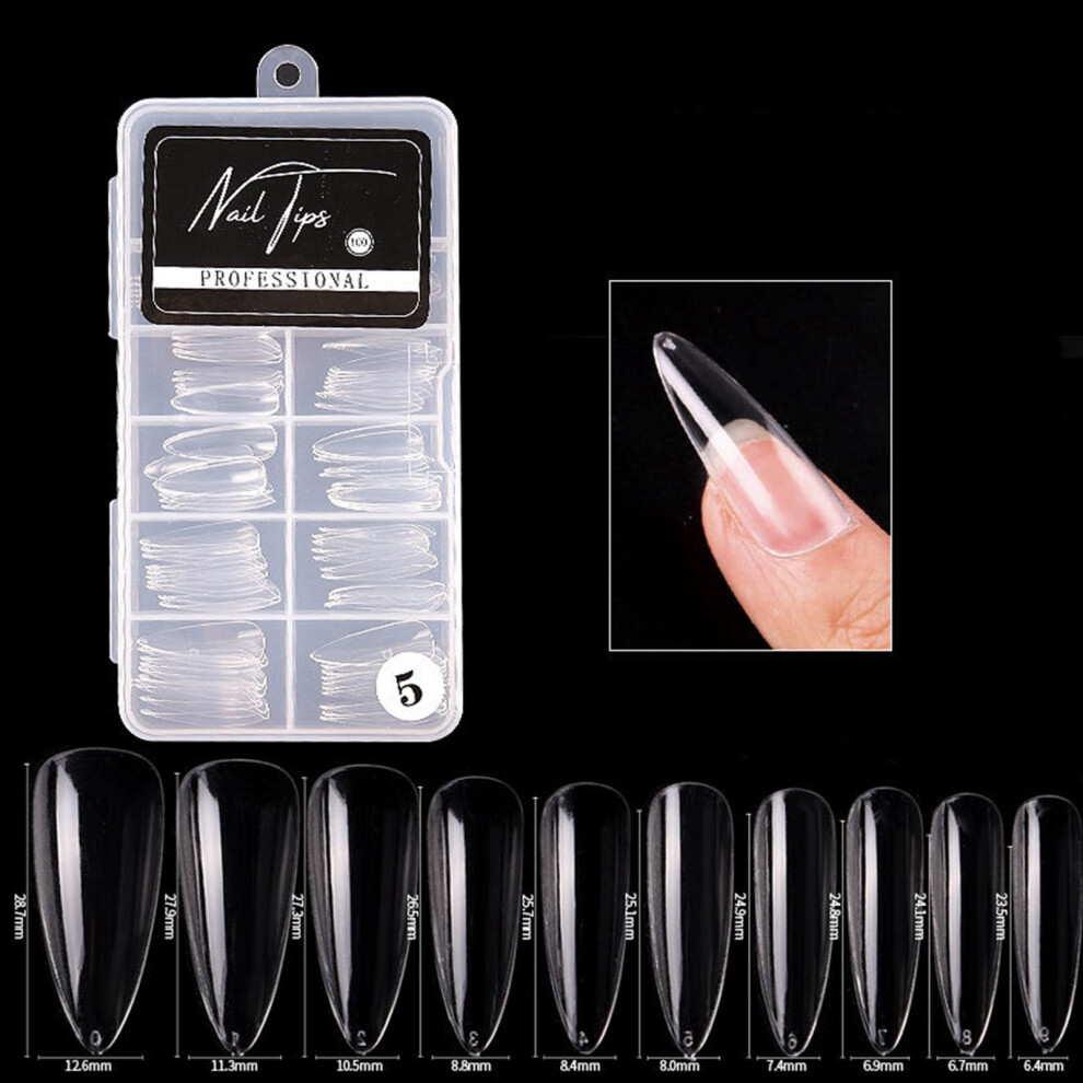 100PCS Fake Nails Tips Clear Acrylic Nail Tips Full Cover Half Cover False Nail Artificial Nails Coffin Shaped Ballerina Nails Tips for Nai