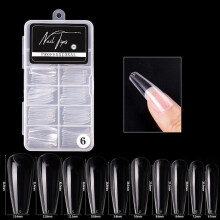 100PCS Fake Nails Tips Clear Acrylic Nail Tips Full Cover Half Cover False Nail Artificial Nails Coffin Shaped Ballerina Nails Tips for Nai