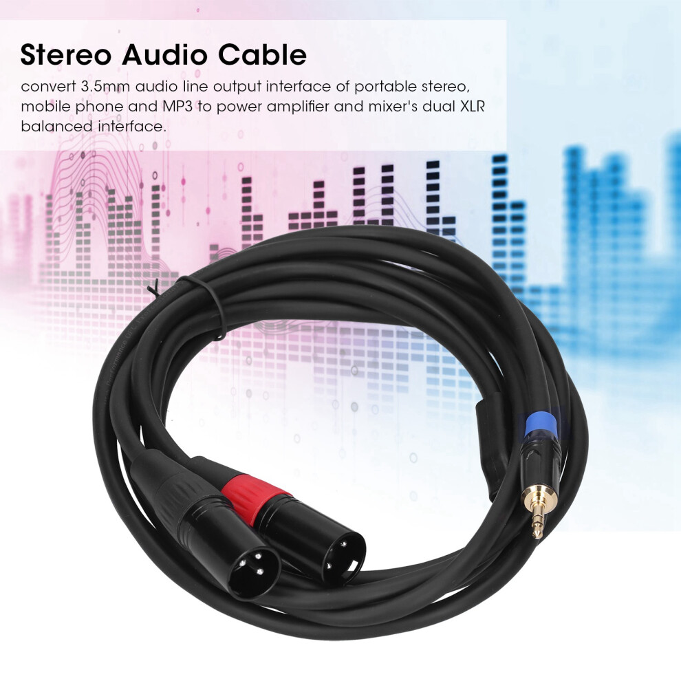 3.5Mm Stereo Male To Dual 2 Xlr Male Plug Connector Audio Converter Adapter Cable Cord3m 4021323034851