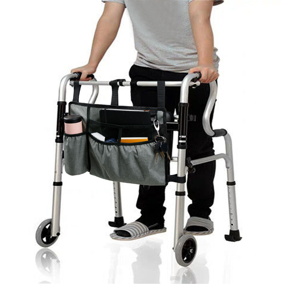 Walker Bag Walker  Pouch Attachments Bags with Cup Holder Large Capacity Accessory Basket Provides Hands Free Storage for Wheelchair Rollat