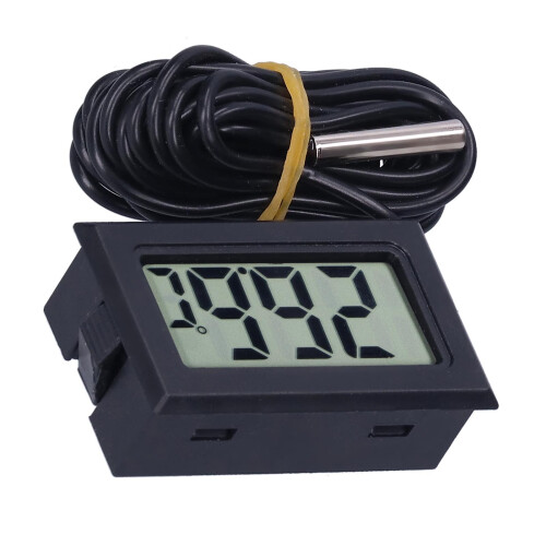 Digital Thermometer Mini LCD Wired Electronic Temperature Measurement Instrument FY13001Black 2