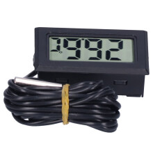 Digital Thermometer Mini LCD Wired Electronic Temperature Measurement Instrument FY13001Black