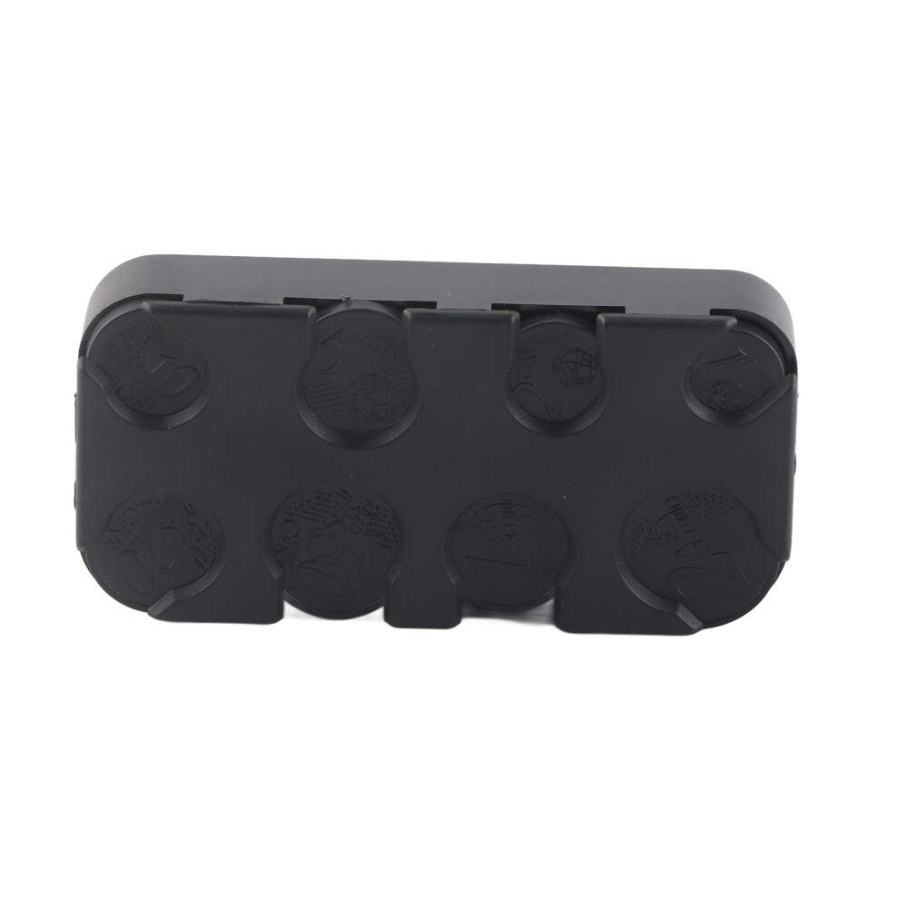 Rectangle Euro Coin Dispenser Plastic Coin Holders Storage Box Organizer Car Use Black 8431323040718