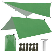 9.8 * 9.8ft Multifunctional Waterproof Camping Tarp Hammock Sunshade Tent Rain Shelter Lightweight Outdoor Tarpaulin Canopy for Camping Bea