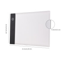 A5 LED Light Pad Tracer 3mm Ultra-Thin Drawing Board Copyboard Stepless Dimming USB Powered for Artist Animation Designing Sketching Callig
