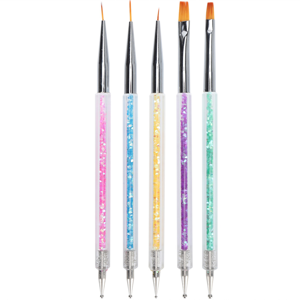 Professional Nail Art Liner Brushes DIY Double End Nail Dotting Pen Painting Brush Set