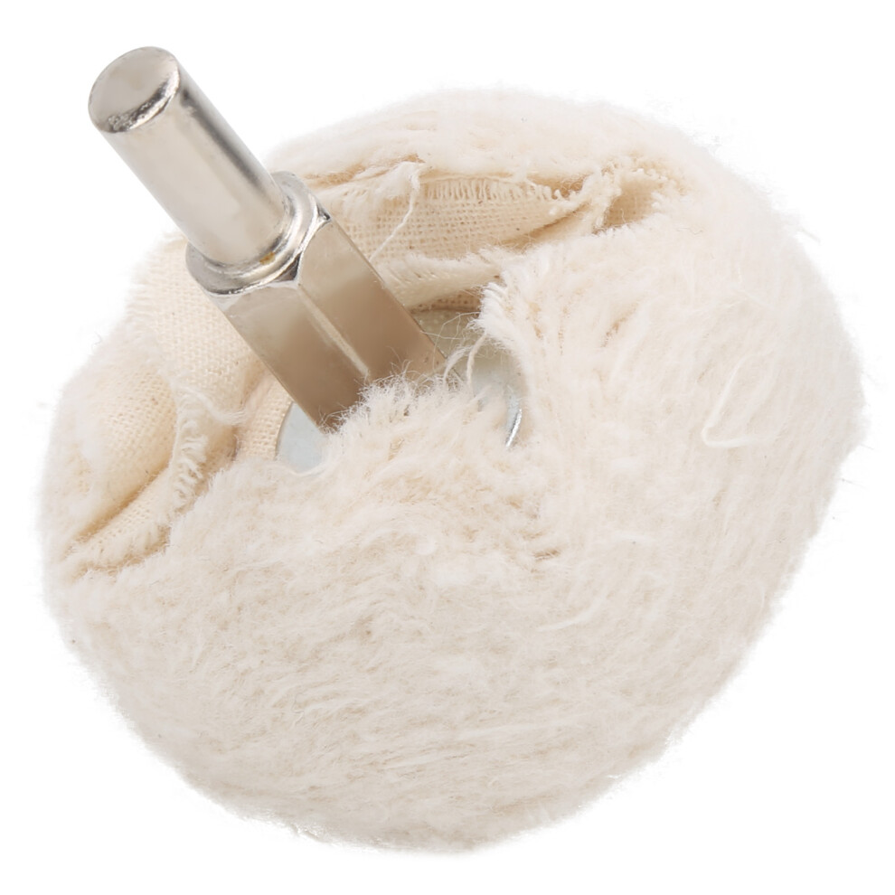 White Cloth Polishing Wheel Flat Type Cotton Mirror Surface Grinding Tools With Handle50mm 7611323062779
