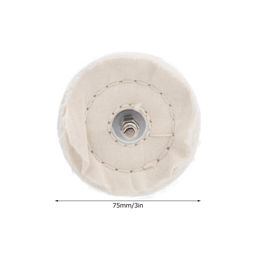 White Cloth Polishing Wheel Flat Type Cotton Mirror Surface Grinding Tools With Handle75mm 3501323063170