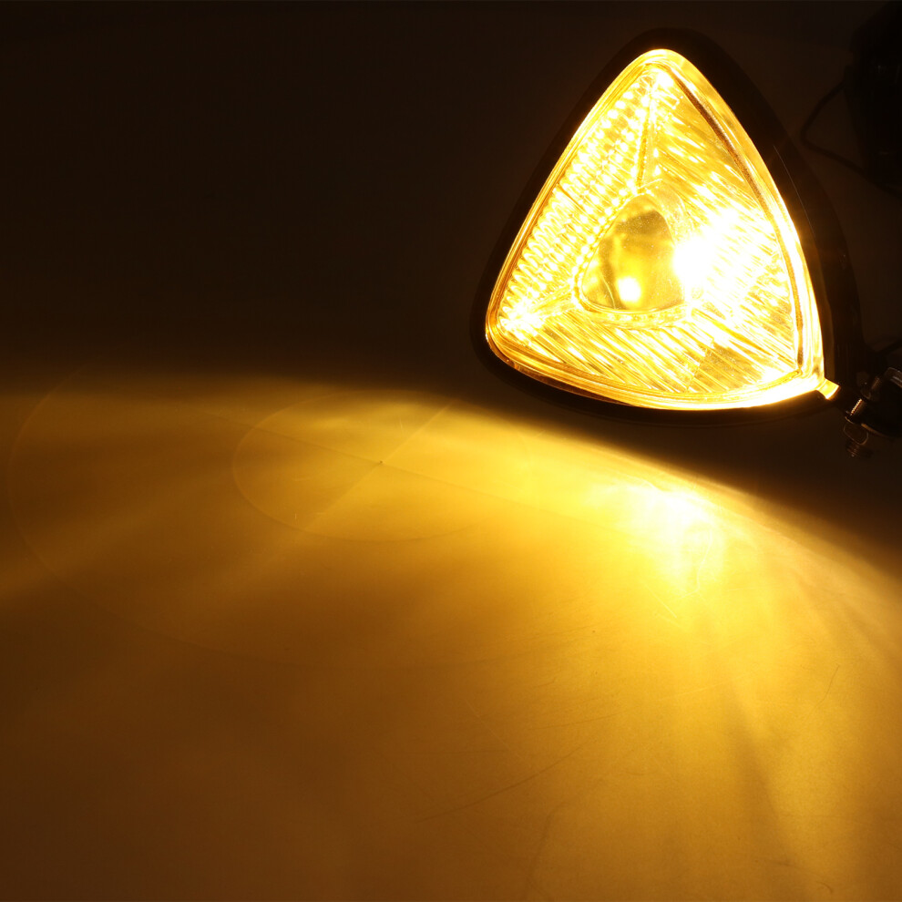 12V 55W Triangle Headlight Lens Housing Fit For All Retro Motorcycles Atvs Yellow/Black 9351323068620