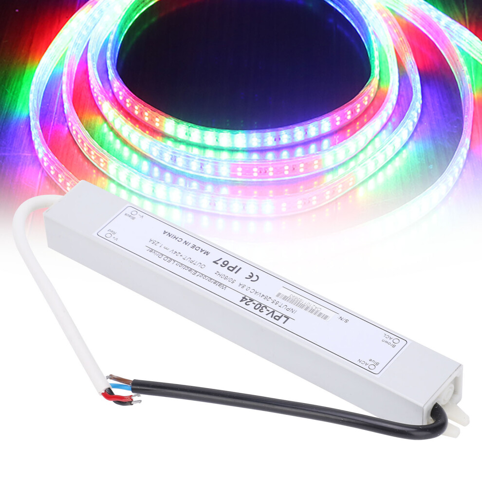 Berm Waterproof Power Supply Aluminum Alloy Switch Transformer Driver Dc24v 30W Lpv-30-24 5001323071284