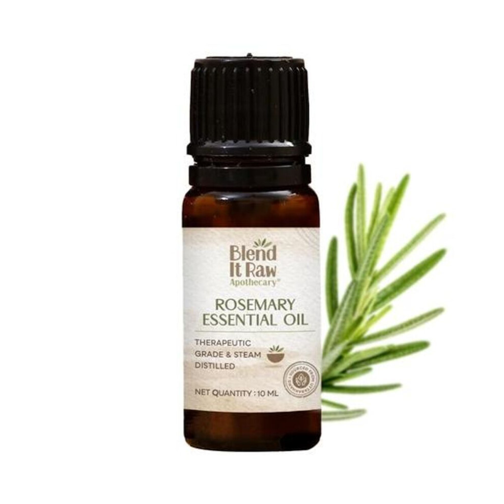 Blend It Raw Apothecary Rosemary Essential Oil | For Hair Growth & Aromatherapy | Pure Steam Distilled | Safe For All Hair Types | 10 Ml