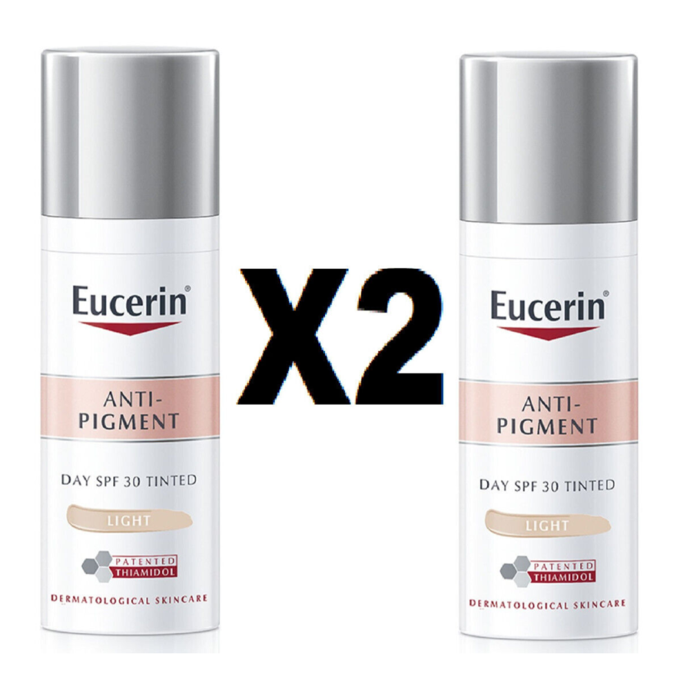 2 X Eucerin Anti-Pigment Day Cream, SPF30, Tinted, Light 50ml SET
