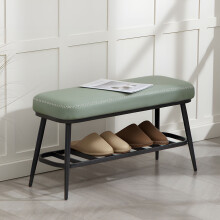 (Green) HOMCOM Shoe Bench, PU Leather Shoe Storage Bench for Entryway