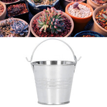 10PCS Flower Pot Mini Succulent Plant Pot Small Metal Bucket for Indoor Outdoor DecorGlossy Silver 4x5.5x6cm