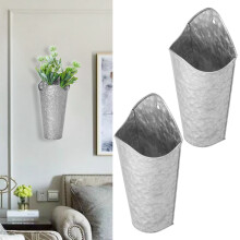 2PCS Iron Art Wall Planter Hanging Flowers Pot for Home Indoor Outdoor Decoration 9x15x30cm