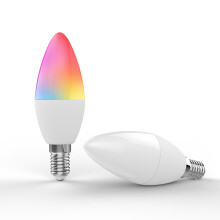 WiFi Smart Bulb RGB+W+C LED Candle Bulb 5W E12 Dimmable Light Phone APP SmartLife/Tuya Remote Control Compatible with Alexa Home for Voice