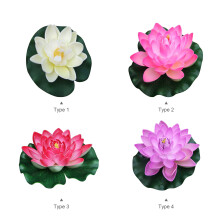7 Inch Artificial Floating Lotus Flowers Water Ponds Foam Lotus Leaf Fake Lily Pad Floating Pool Home Pond Fish Tank Decoration Plants
