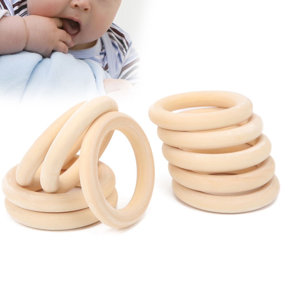 Natural Unfinished Wood Teething Ring Circles 10pcs 65mm Craft Rings