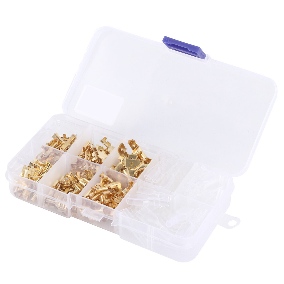 210Pcs 2.8/4.8/6.3Mm Gold Insulated Male Female Electrical Wire Terminals Connectors 9451323112252