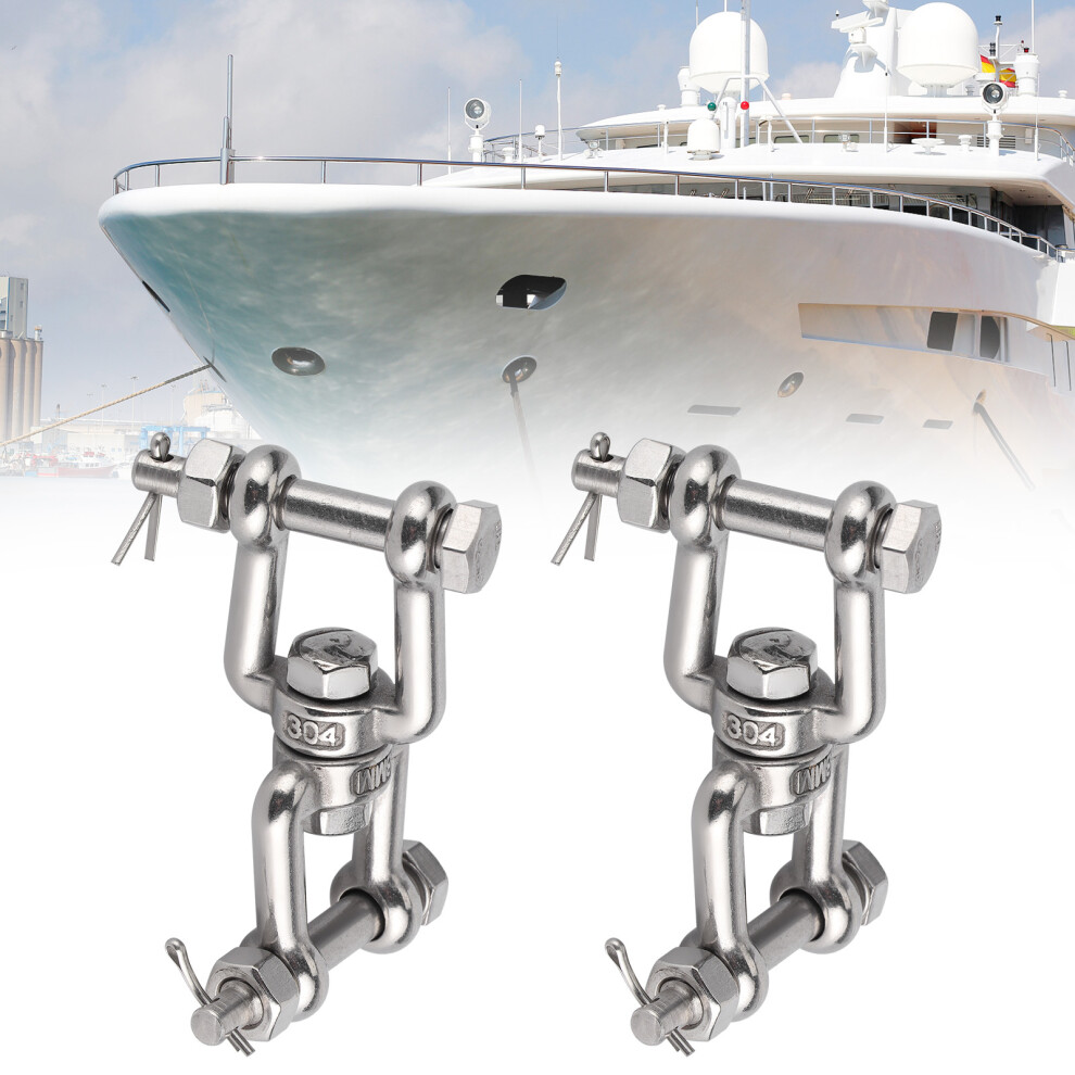 2Pcs Anchor Swivel Shackle 304 Stainless Steel Rotating Ring Connector With Insurance M8 7661323112271