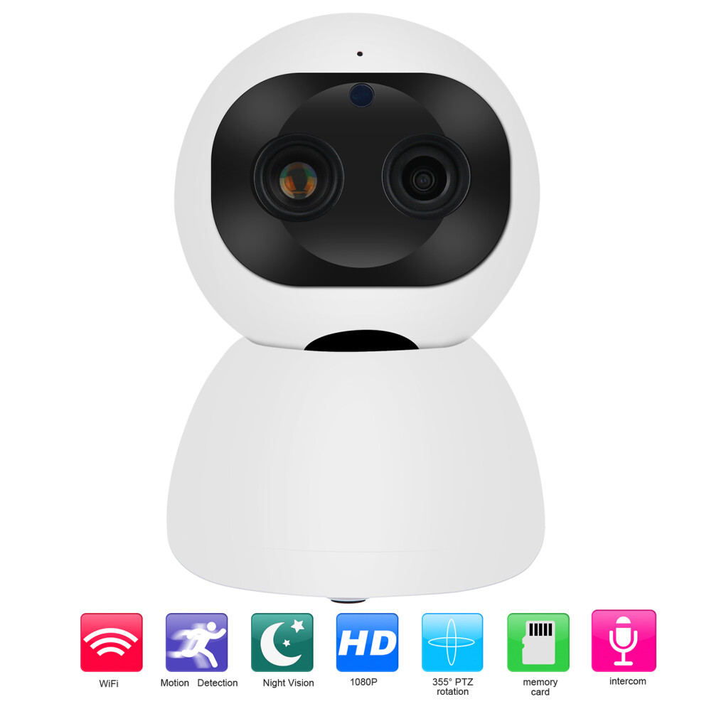1080P Wifi Ptz Camera Dual Lens Motion Detection 2ÂWay Audio Infrared Nigh Vision Security Cctv 100Â240Vuk Plug 4931323119444