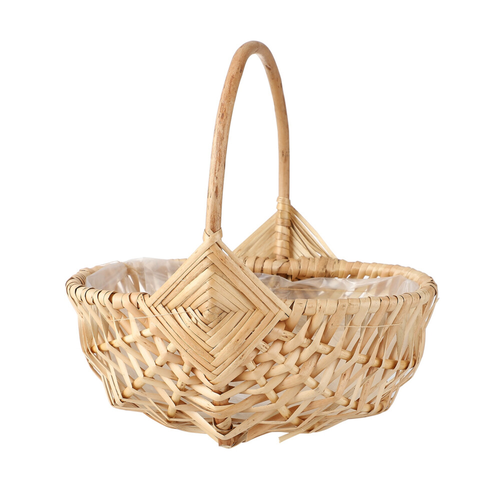 Handheld Flower Basket Waterproof Weaving Rustic Handmade Flower Arrangement Rattan Flower Basket 9451323125825